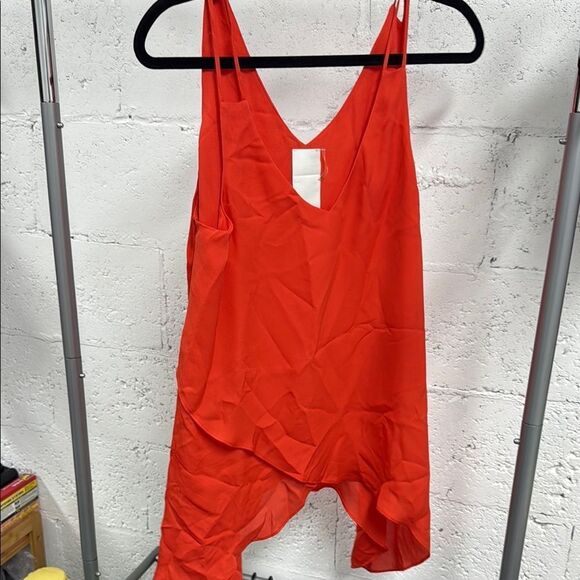 Vibrant Orange Sleeveless Tank - Asymmetrical Bright Top - HEATHER - Medium - Picture 1 of 4